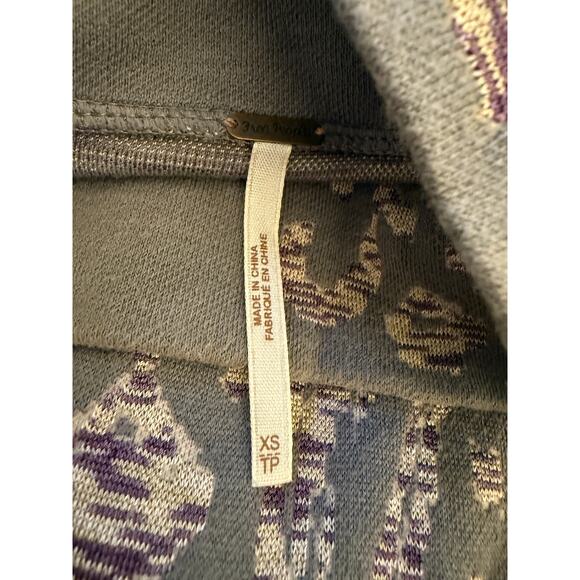 Free People XS Gray Beige Jacquard Knit Cowl Neck Mini Dress with Pockets - Picture 3 of 7